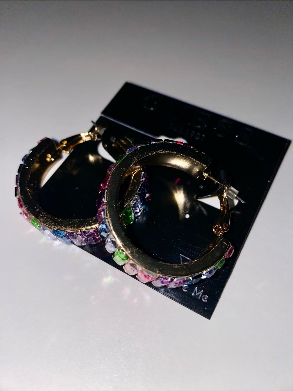 GUESS Gold-Tone Hoop Earrings with Multicolor Crystals